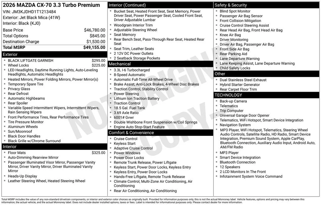 New 2026 Black Mazda 3.3 Turbo Premium image 6