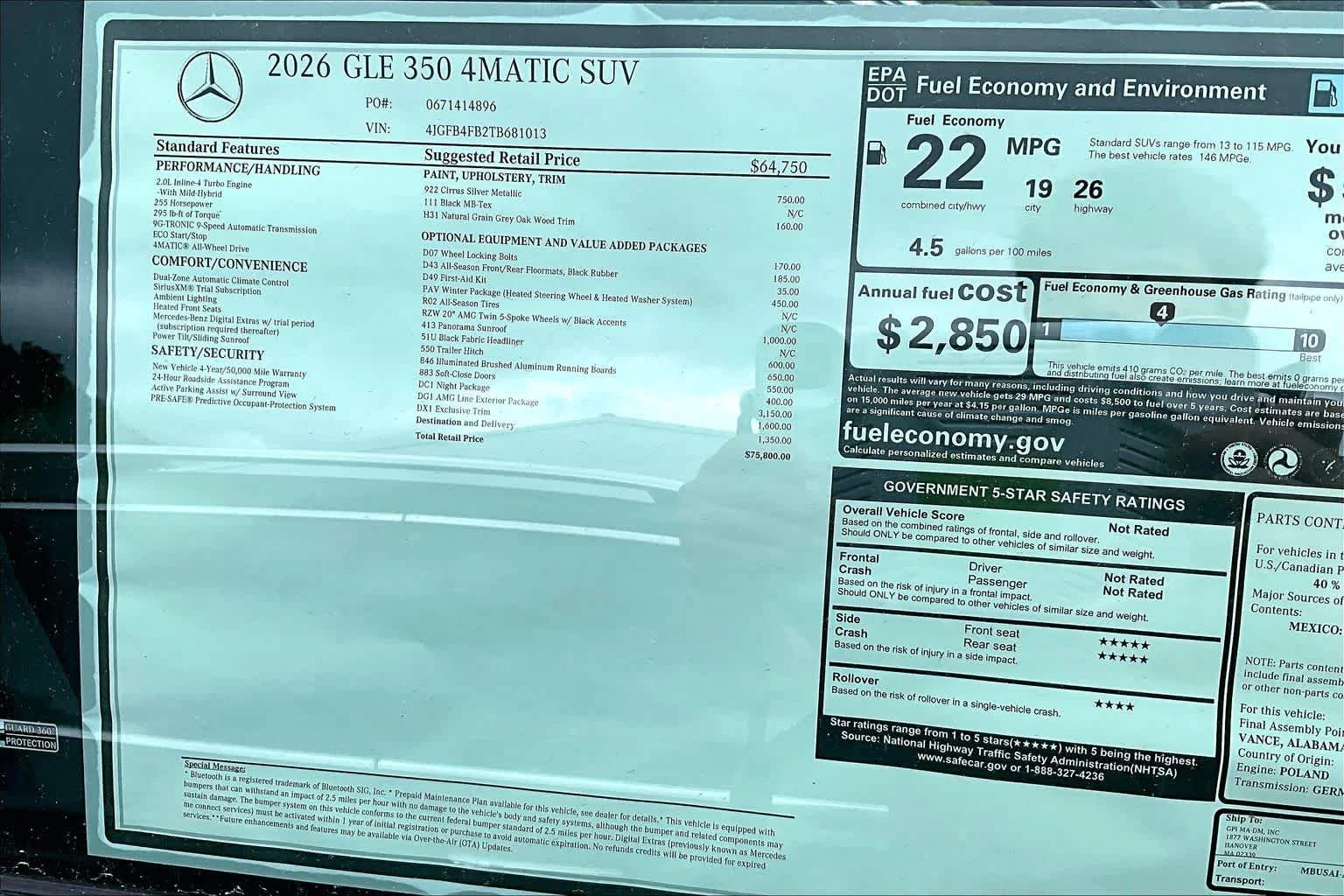 New 2026 Cirrus Silver Metallic Mercedes-Benz GLE 350 image 16