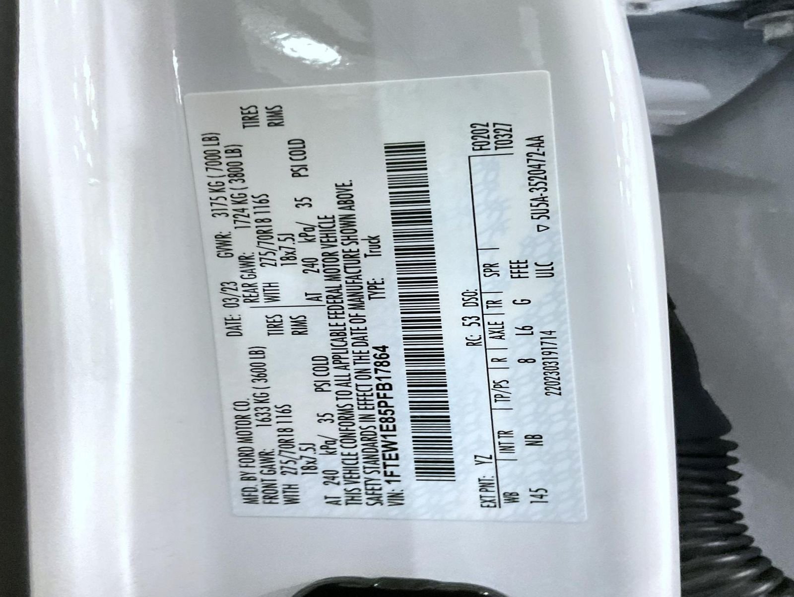 Used 2023 White Ford Tremor image 26