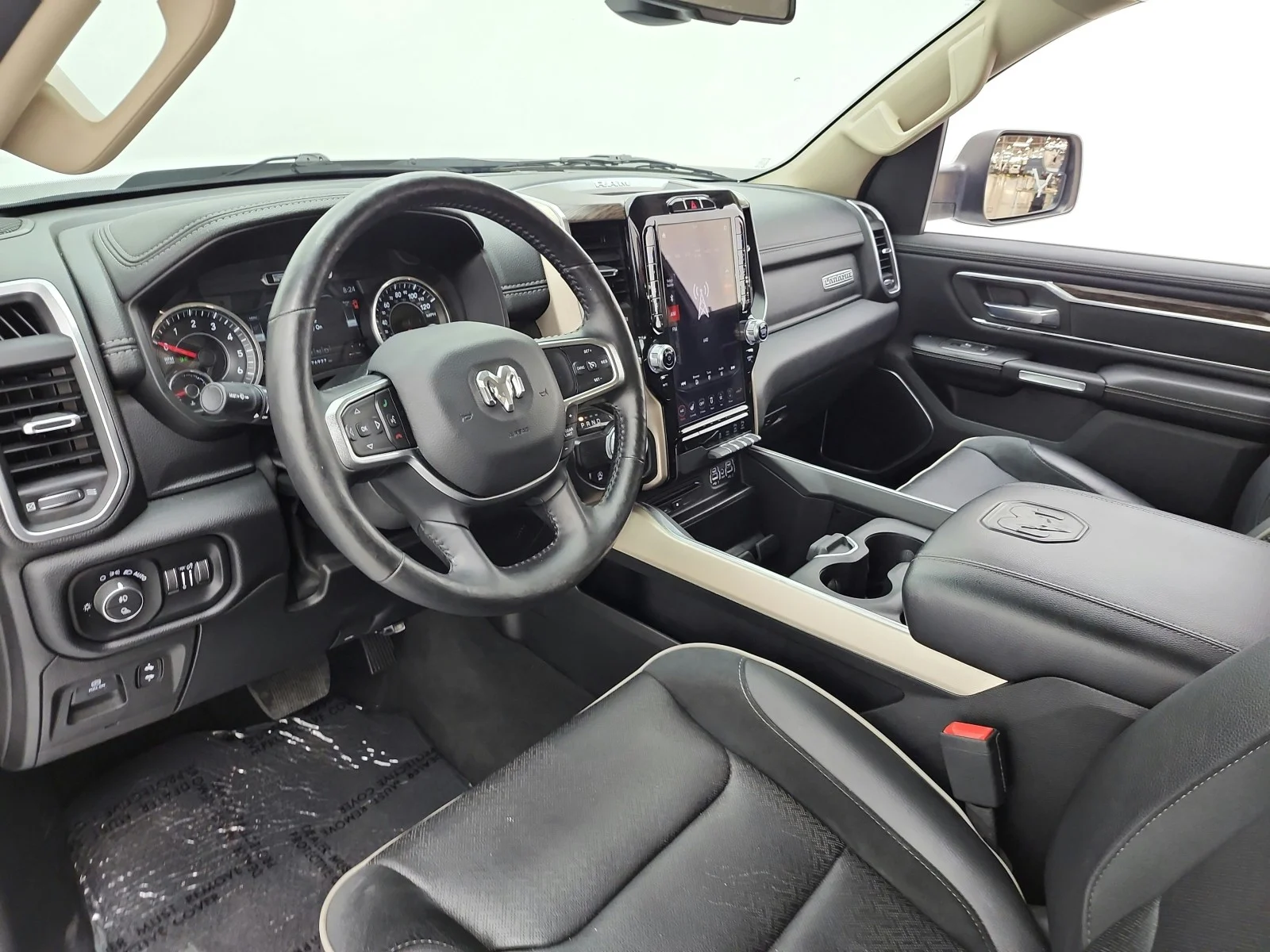 Used 2019 Ivory White Tri-Coat Pearlcoat Ram Laramie 4x2 Crew Cab 5