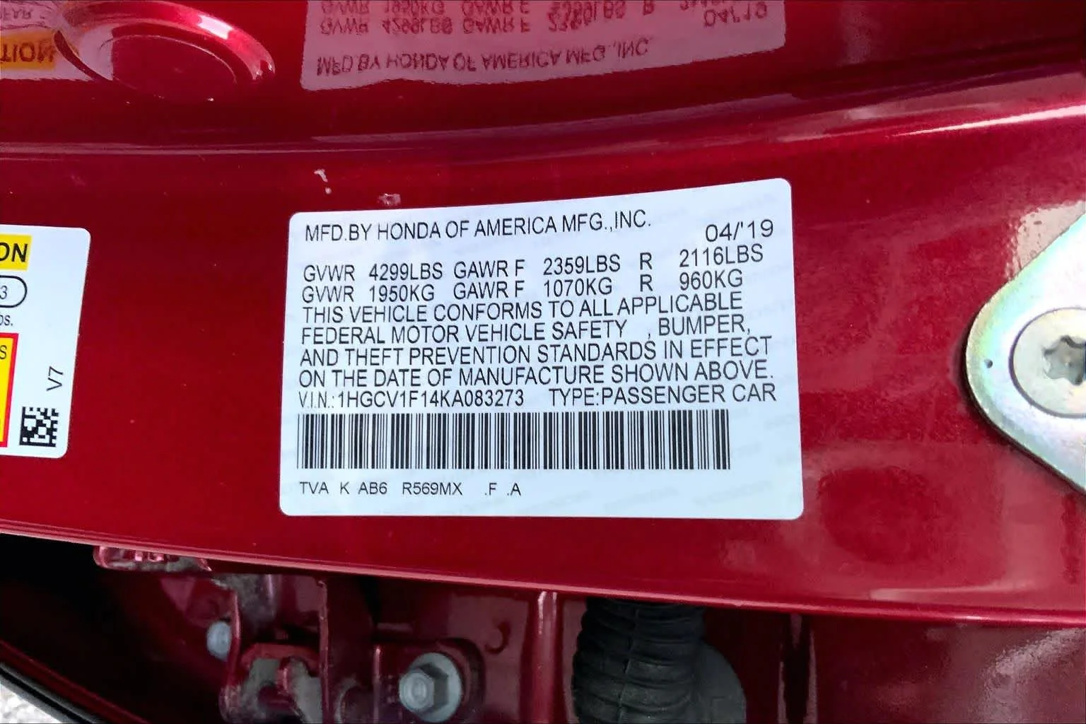 Certified Used 2019 Radiant Red Metallic Honda LX 1.5T image 34