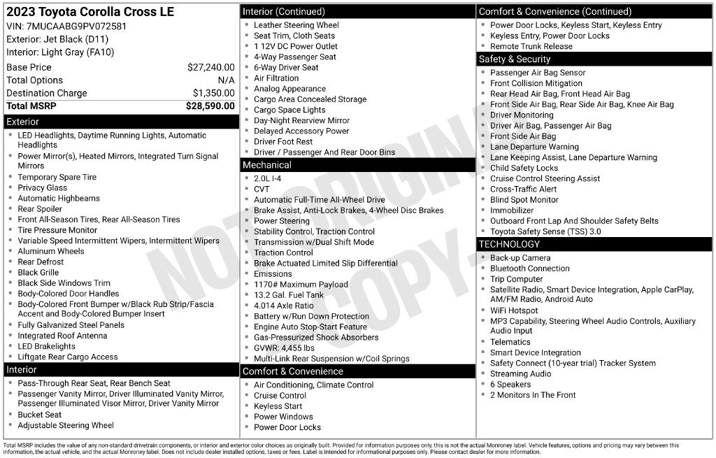 Certified Used 2023 Black Toyota LE image 22