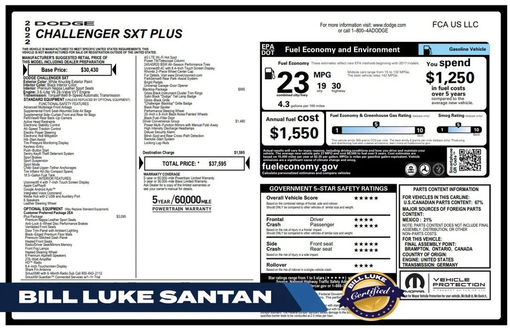 Certified Used 2022 White Dodge SXT image 1