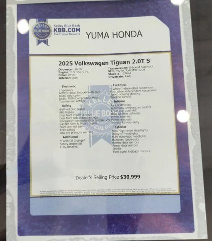 Used 2025 White Volkswagen 2.0T S image 13