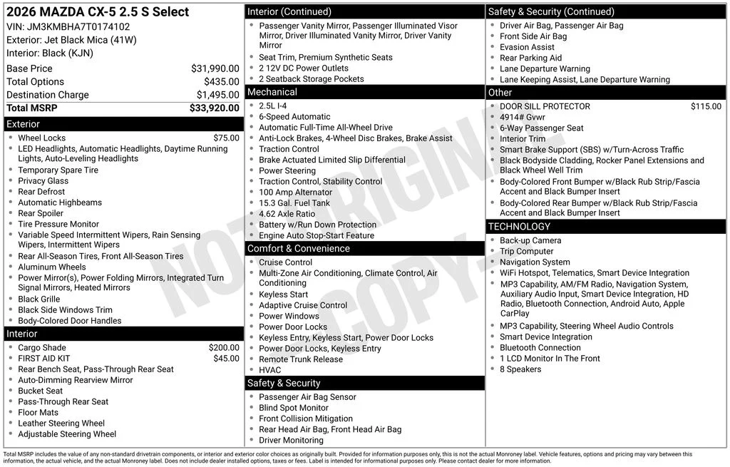 New 2026 Jet Black Mica Mazda 2.5 S Select image 6