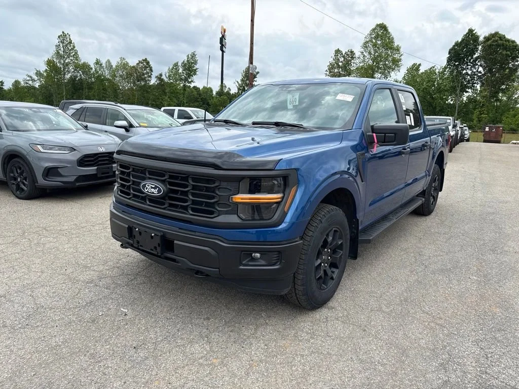 Blue 2024 Ford F-150 STX SuperCrew 4WD Pickup Truck Four-Wheel Drive