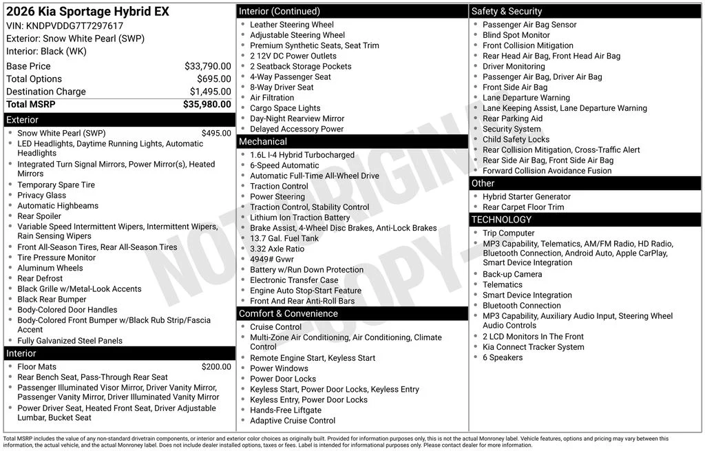 Used 2026 White Kia EX image 2
