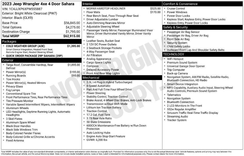 Used 2023 White Jeep Sahara 4xe image 6