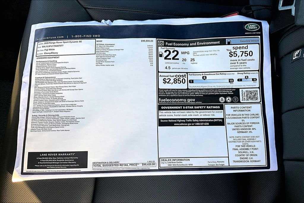New 2026 Fuji White LAND ROVER Dynamic SE image 14