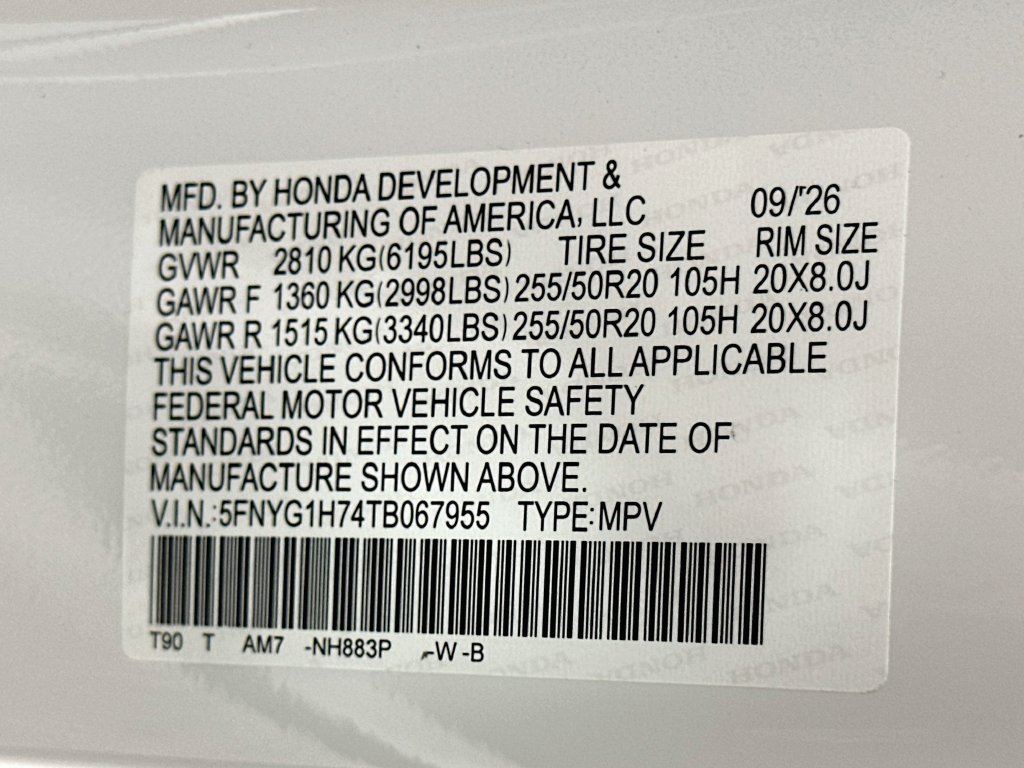 New 2026 Platinum White Pearl Honda Touring image 24