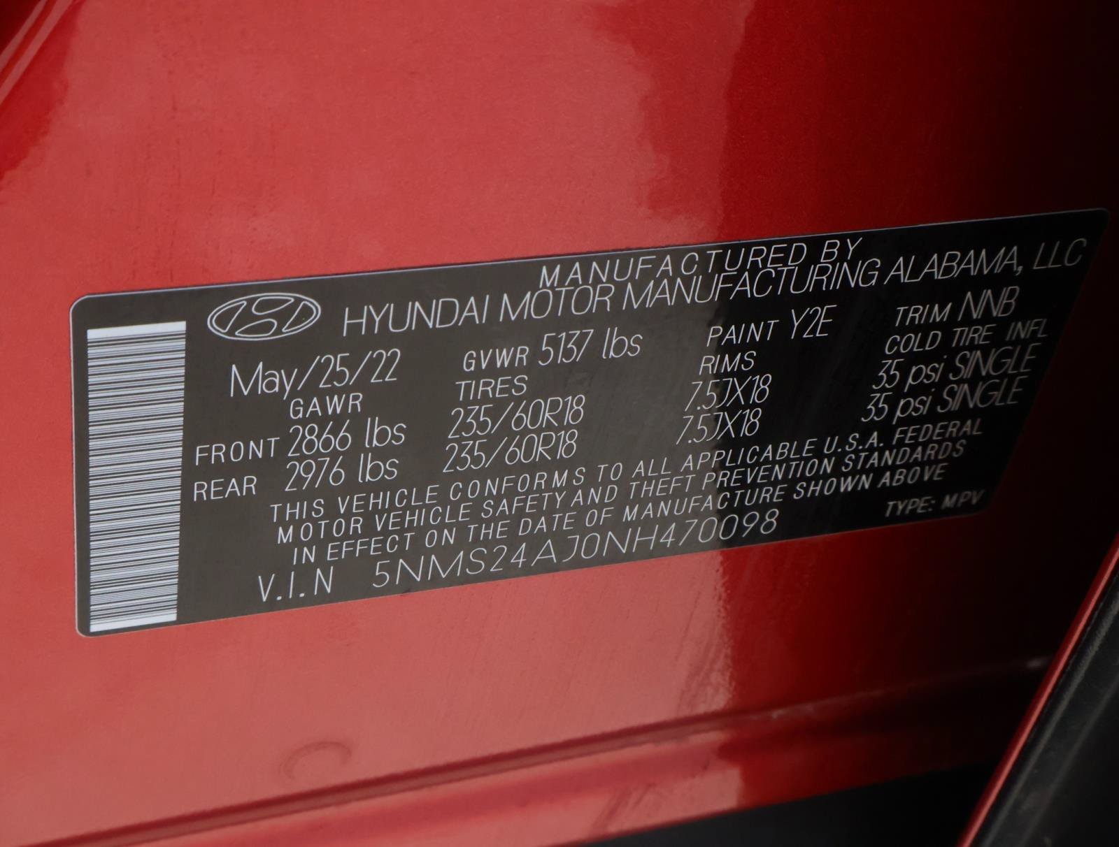 Used 2022 Calypso Red Hyundai SEL image 20