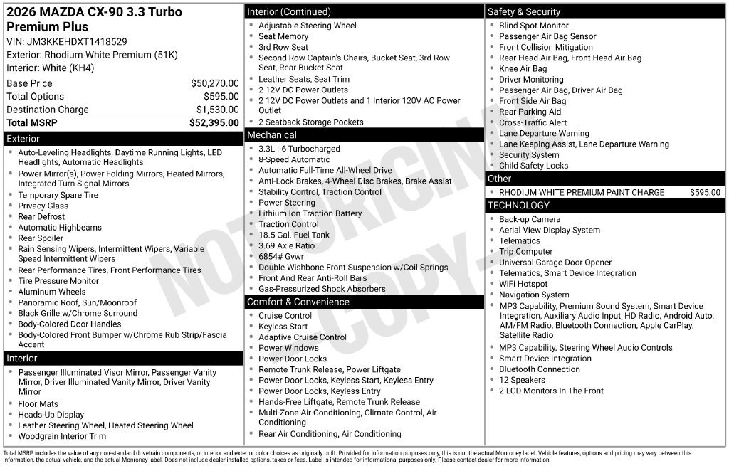 New 2026 Rhodium White Premium Mazda 3.3 Turbo Premium Plus AWD image 3