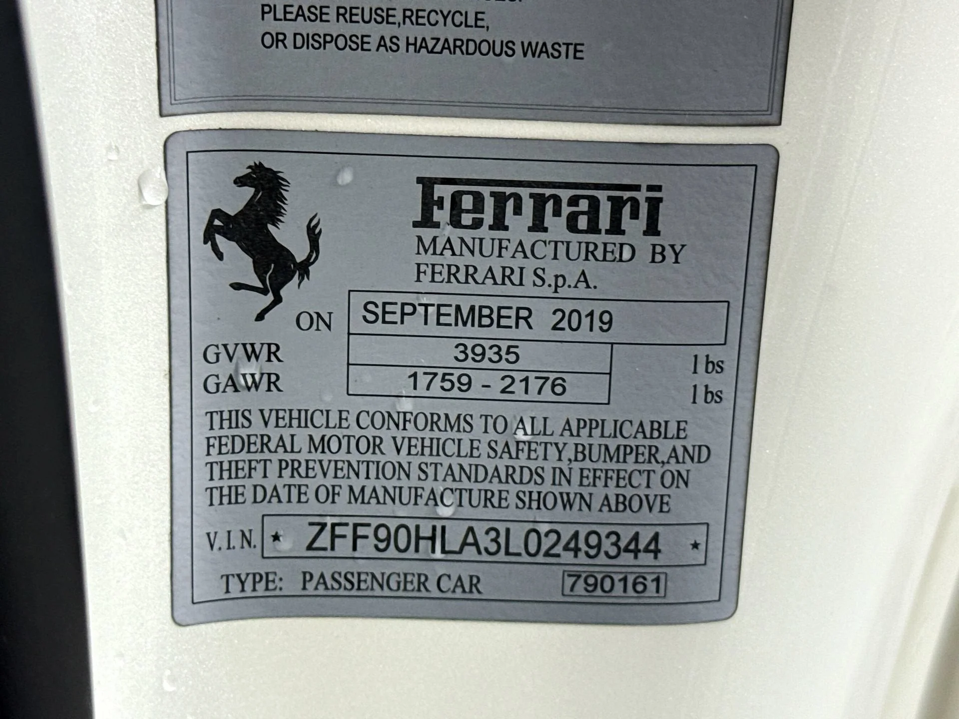 Certified Used 2020 Bianco Fuji Ferrari Base image 27