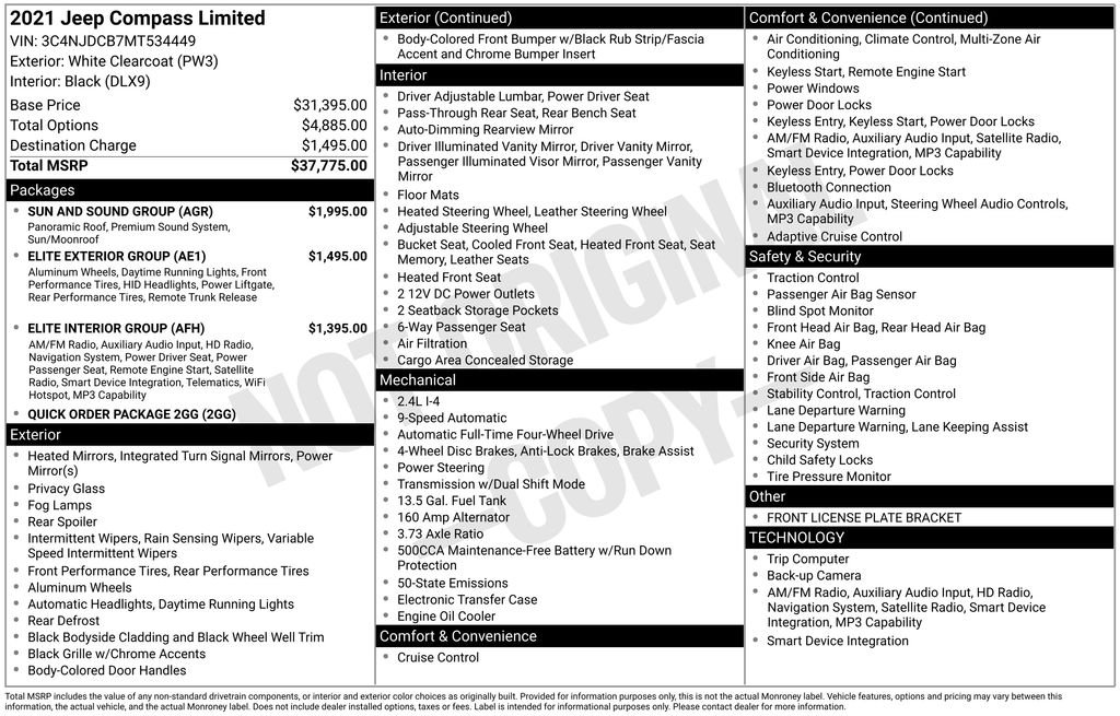 Used 2021 White Jeep Limited image 1