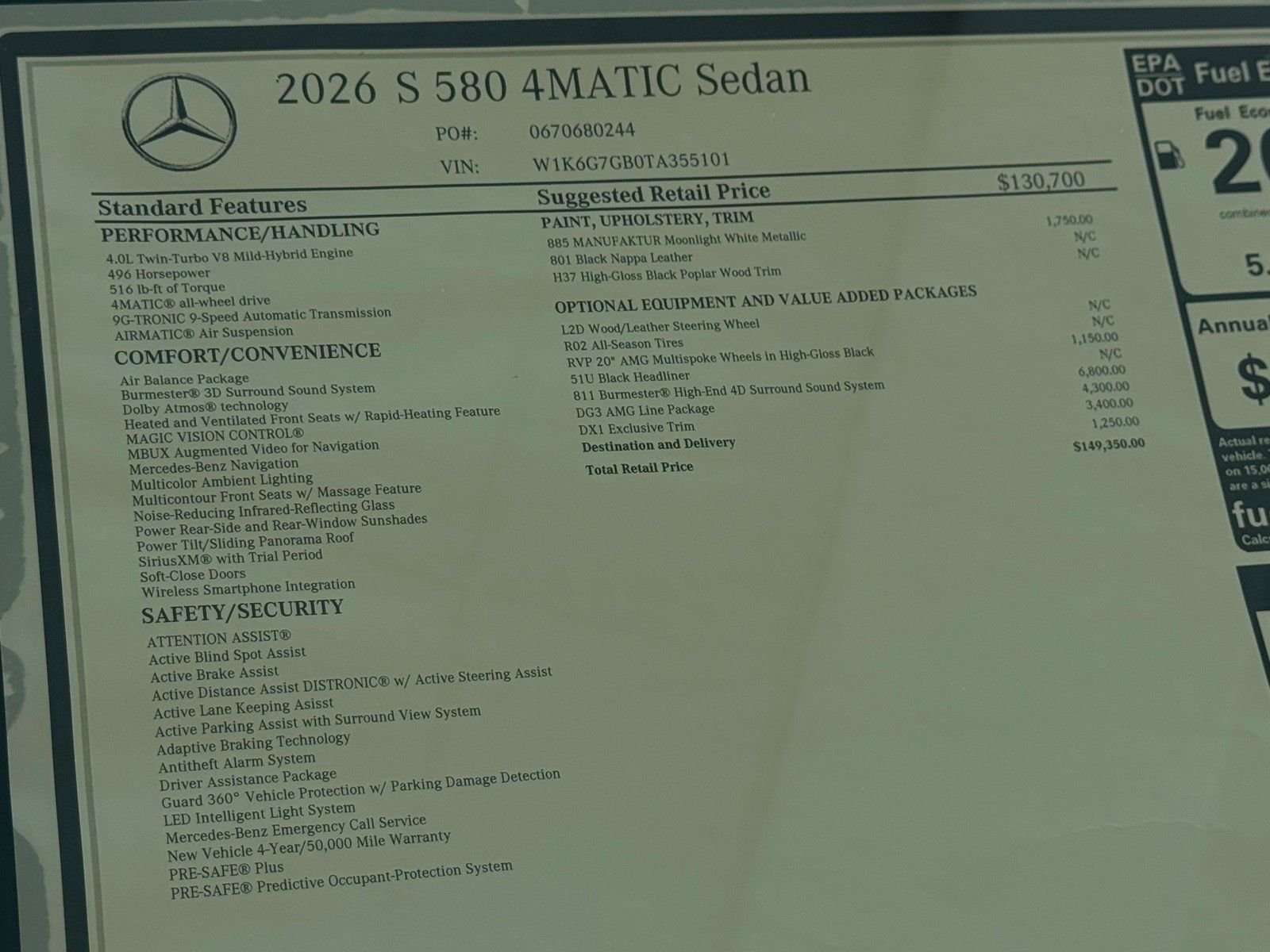 New 2026 MANUFAKTUR Moonlight White Metallic Mercedes-Benz S 580 image 23
