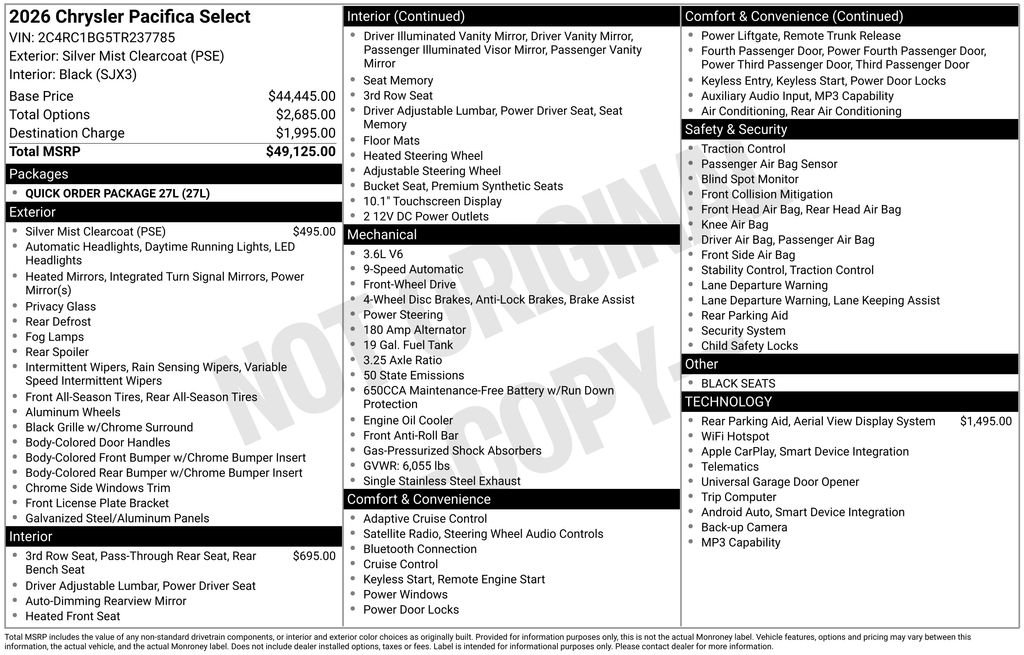 New 2026 Silver Mist Clear-Coat Exterior Paint Chrysler Select image 3