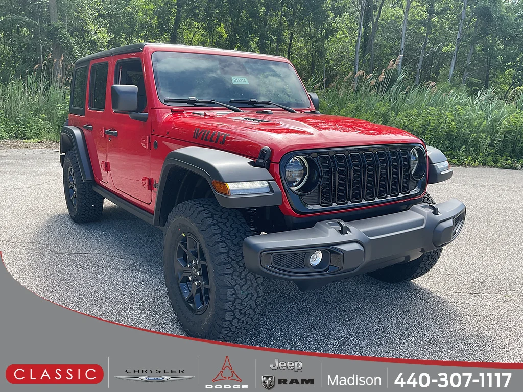 New 2026 Firecracker Red Clearcoat Jeep 4-Door Willys 4x4 image 1