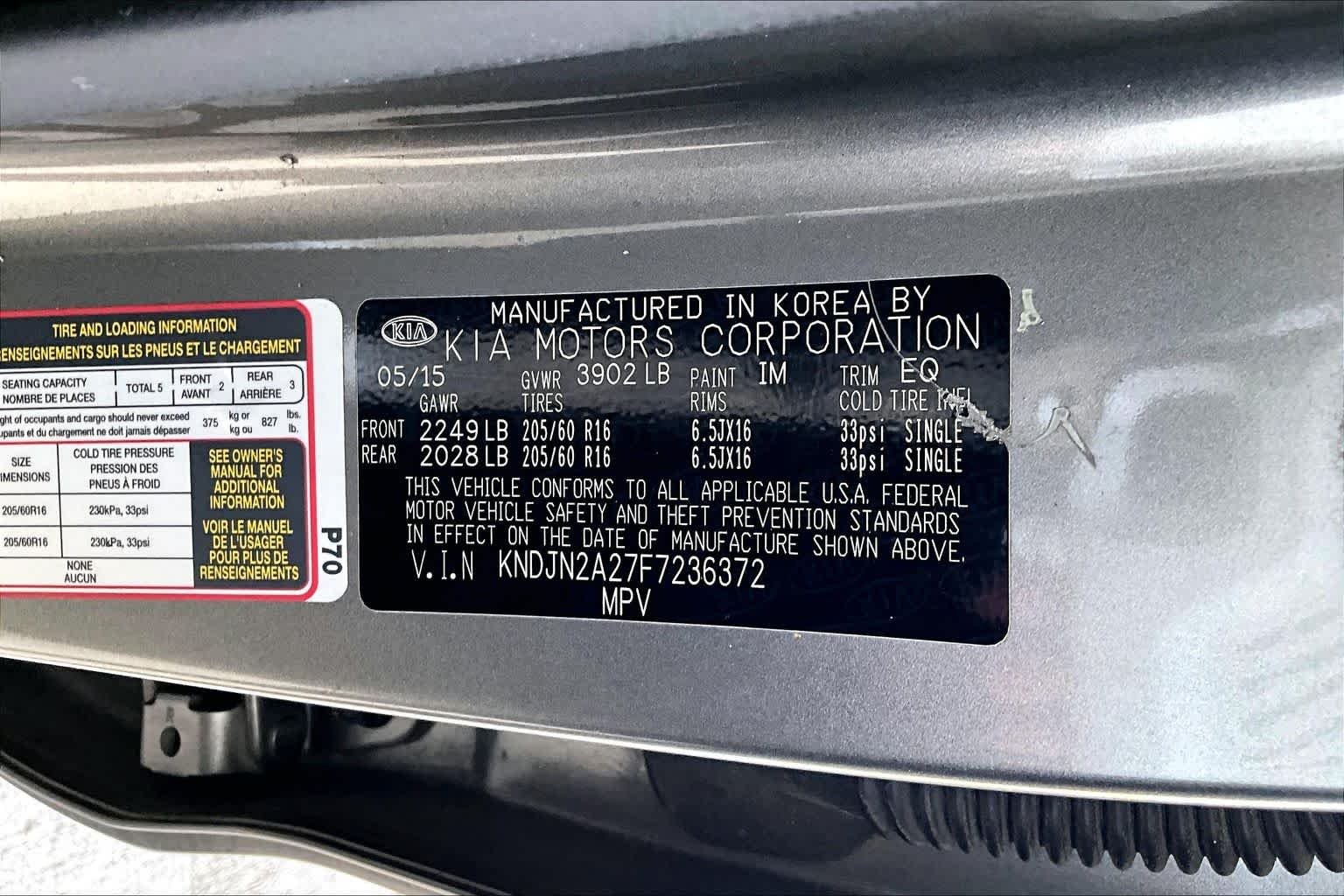 Used 2015 Titanium Gray Kia Base image 29