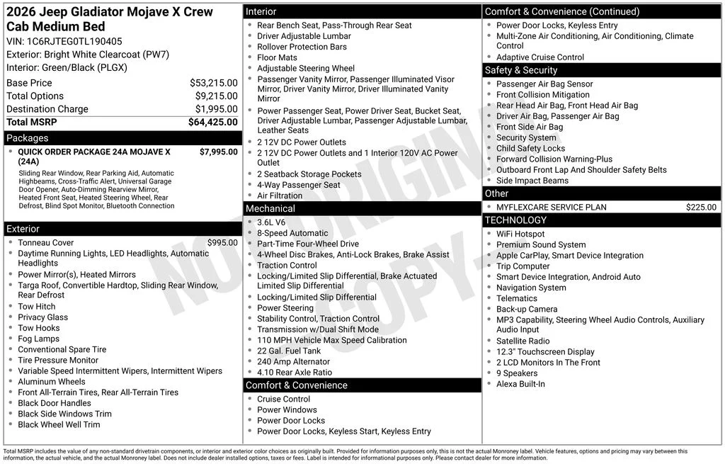 New 2026 Bright White Clear-Coat Exterior Paint Jeep Mojave X image 9