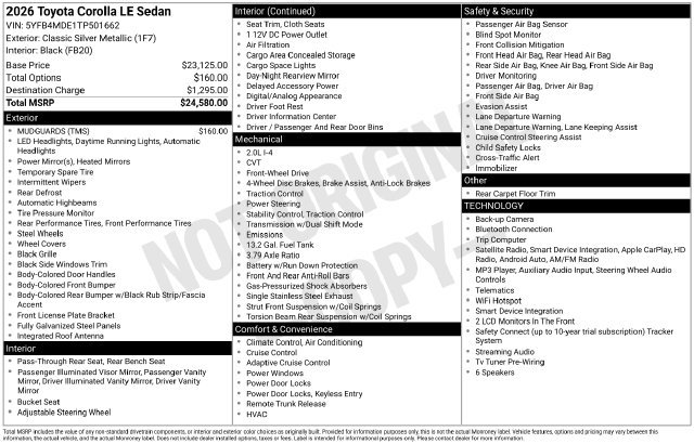 Certified Used 2026 Silver Toyota LE image 6
