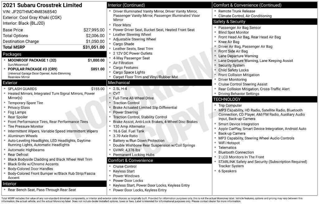 Used 2021 Khaki Subaru Limited image 3