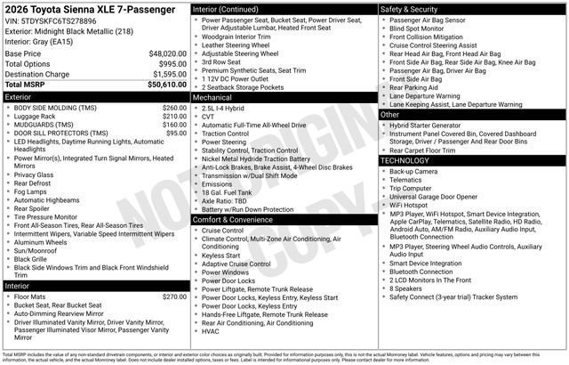 New 2026 Midnight Black Metallic Toyota  XLE image 32