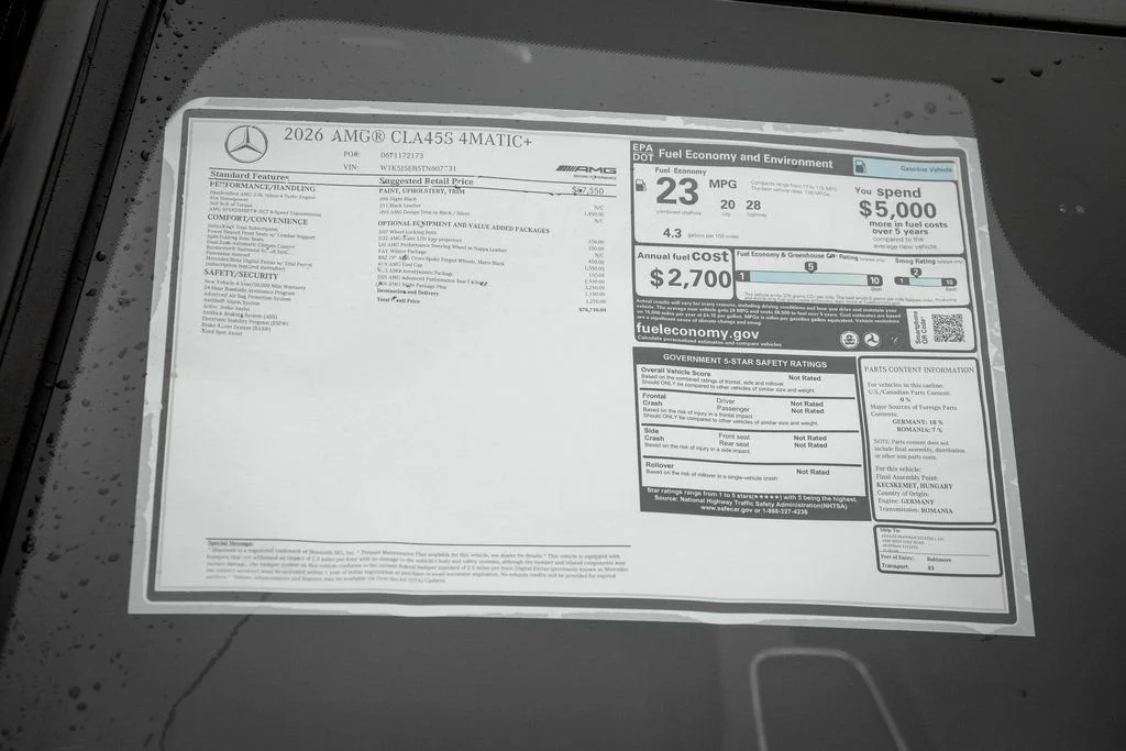New 2026 Night Black Mercedes-Benz CLA 45 AMG® image 67