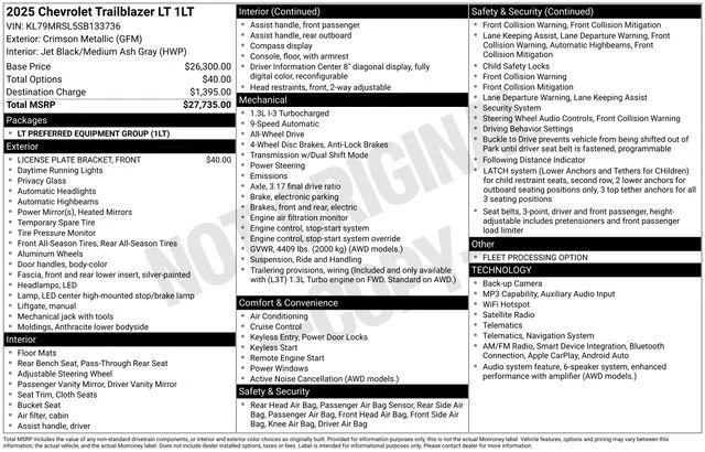 Used 2025 Crimson Metallic Chevrolet LT image 5
