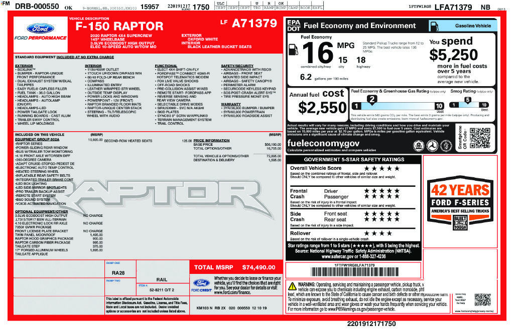 Used 2020 White Ford Raptor image 26