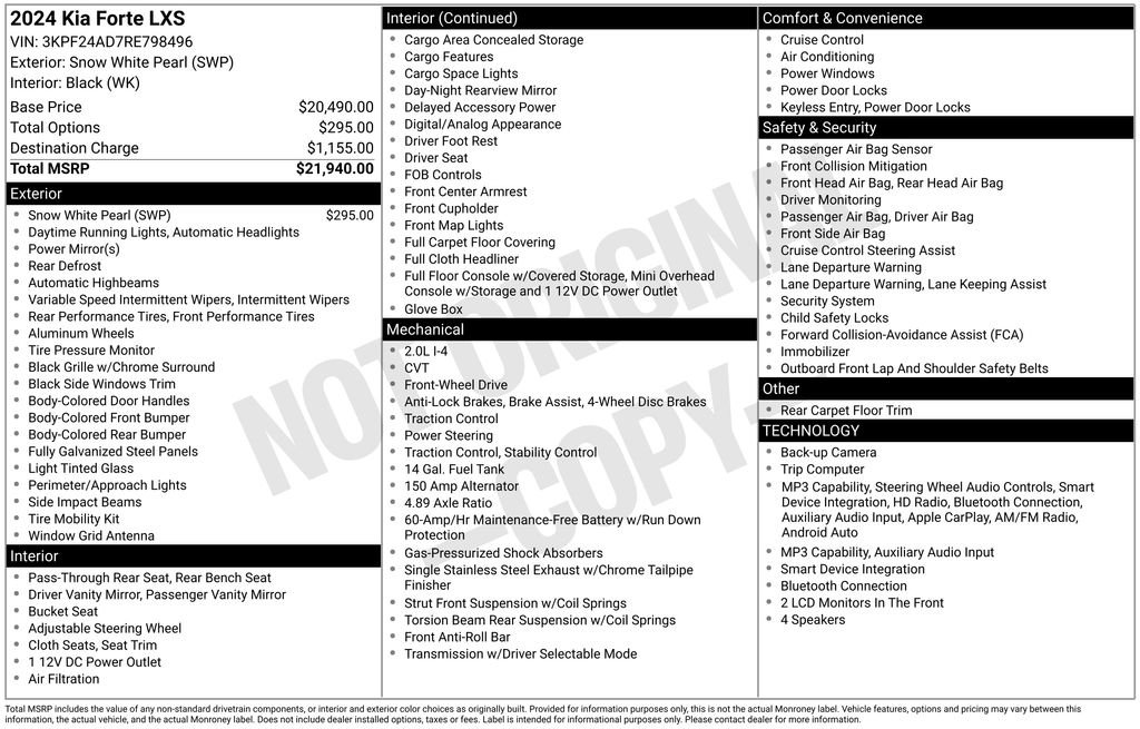 Used 2024 White Kia LXS image 2