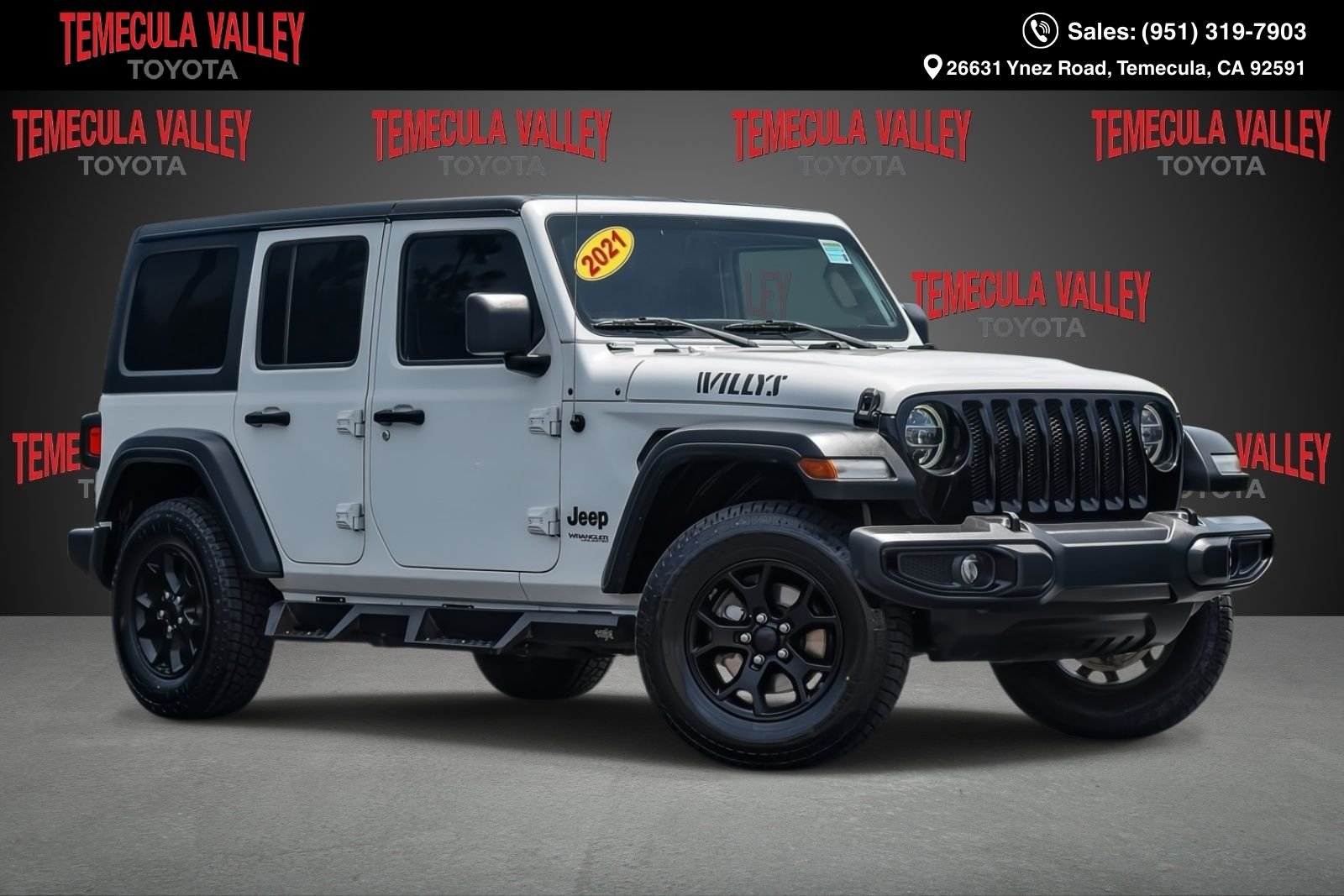 Used 2021 Bright White Clearcoat Jeep Unlimited Willys image 1