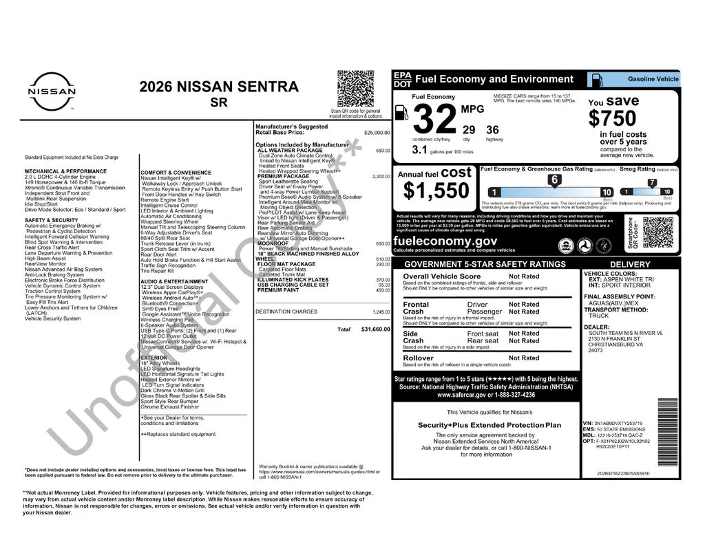 New 2026 Aspen White Nissan SR image 2