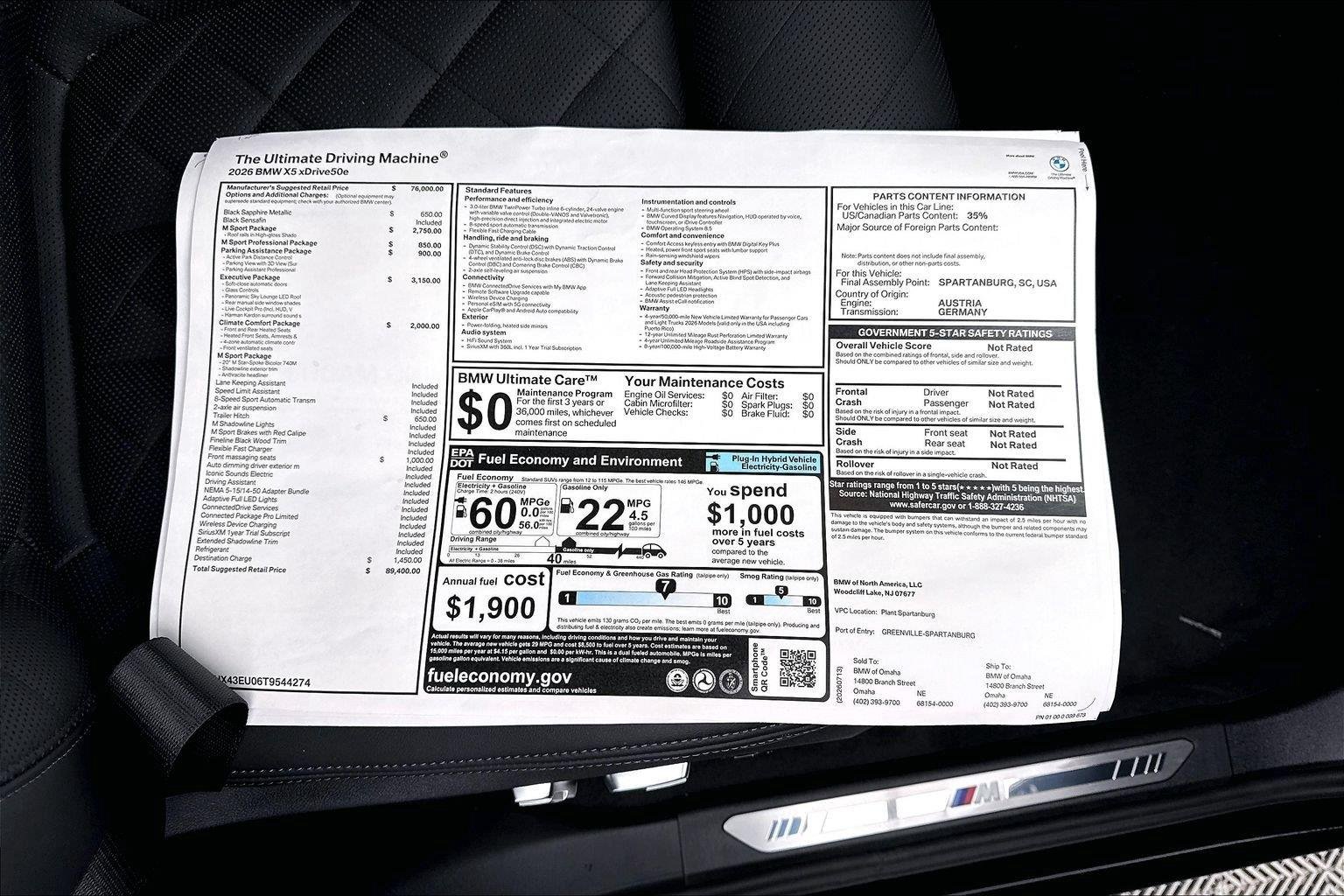 New 2026 Black Sapphire Metallic BMW xDrive50e image 38