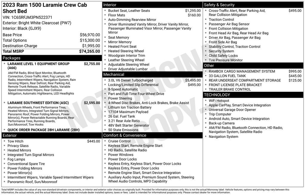 Used 2023 White Ram Laramie image 3