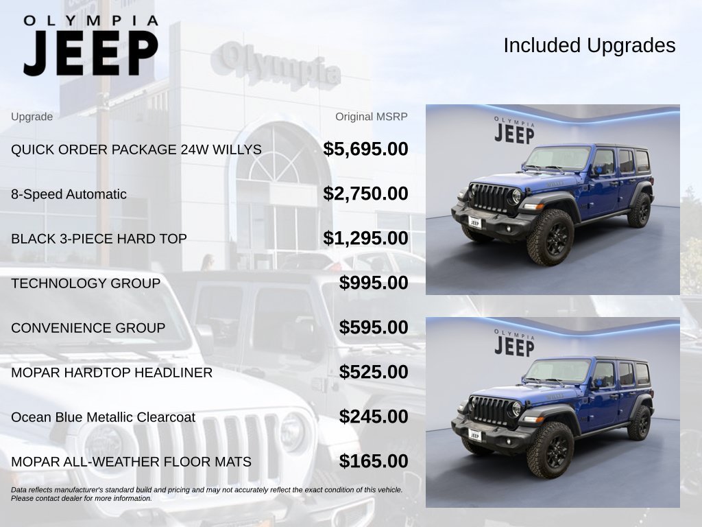 Used 2020 Blue Jeep Unlimited Willys image 4