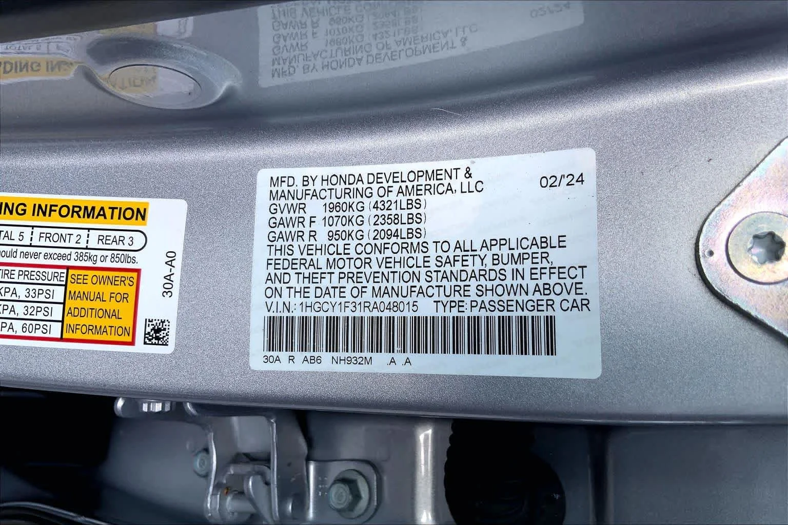 Certified Used 2024 Solar Silver Metallic Honda EX image 34