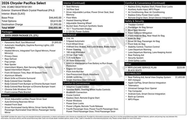 New 2026 Diamond Black Crystal Pearl-Coat Exterior Paint Chrysler Select image 32