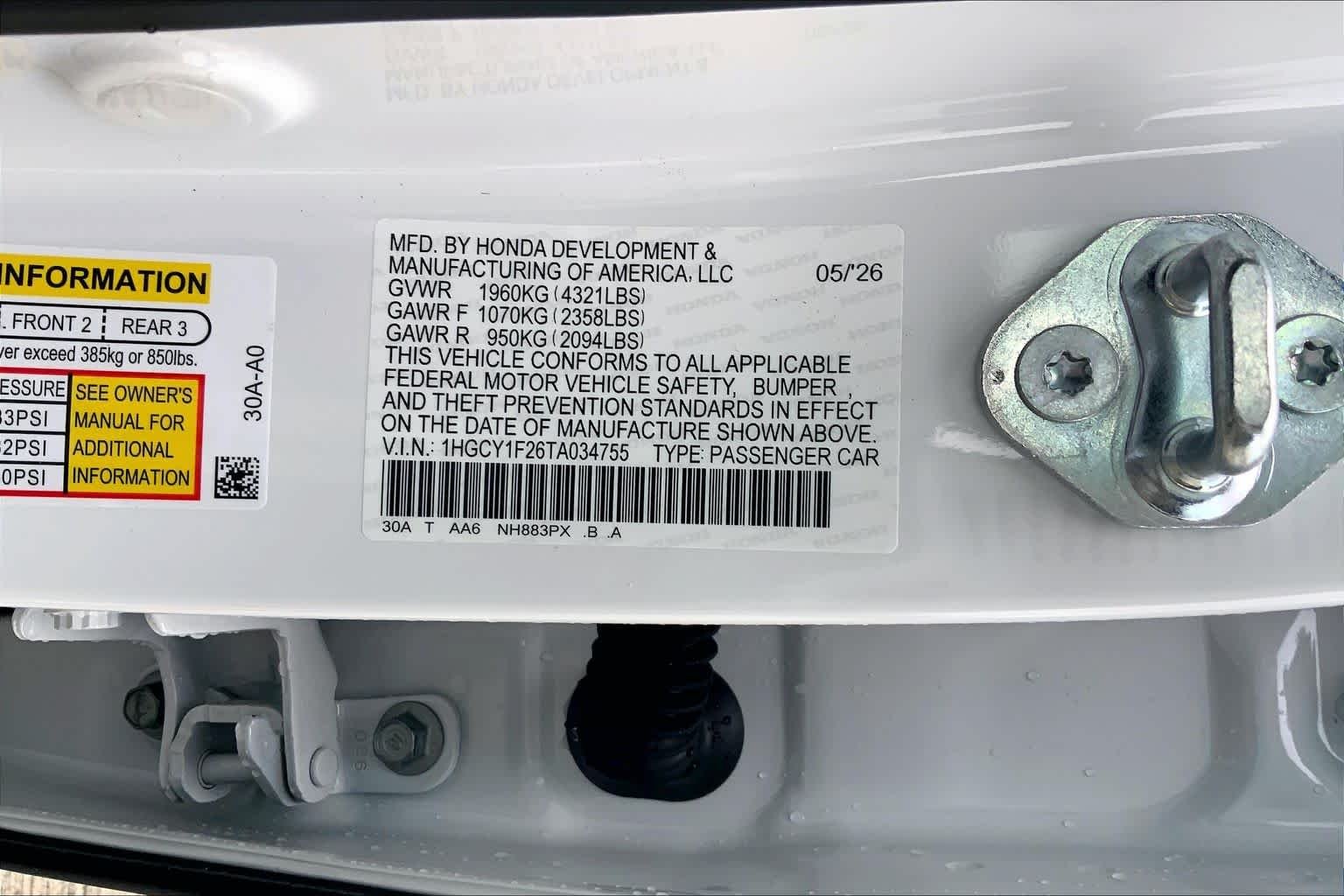 New 2026 Platinum White Pearl Honda LX image 21