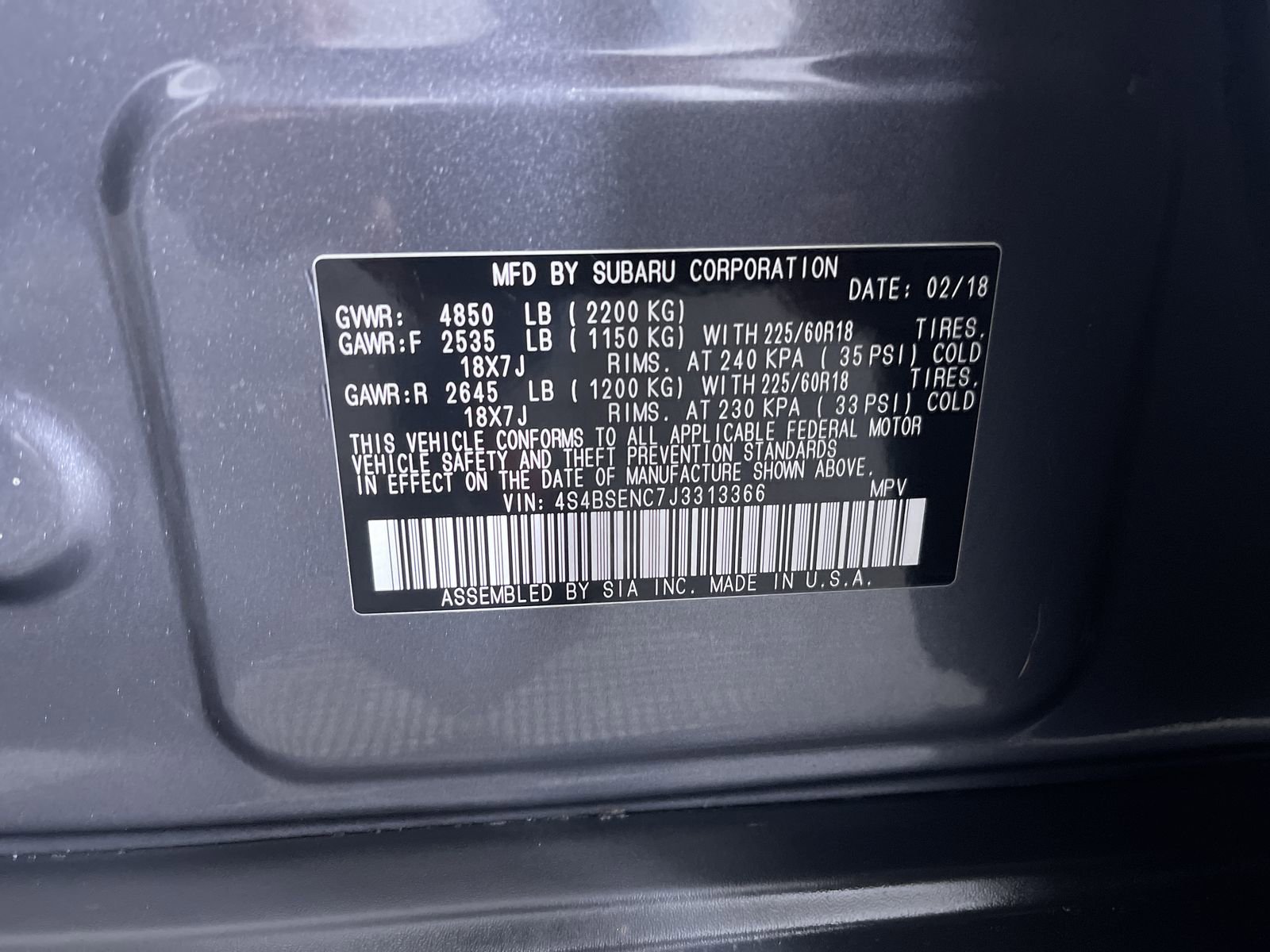 Used 2018 Magnetite Gray Metallic Subaru Limited image 12