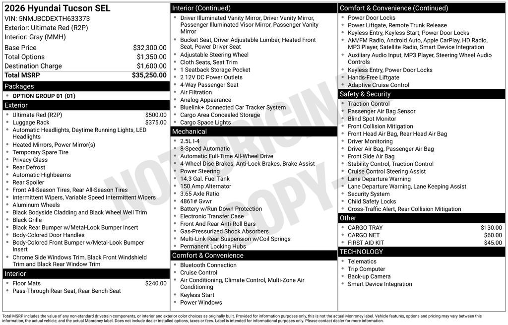 New 2026 Red Hyundai SEL image 5