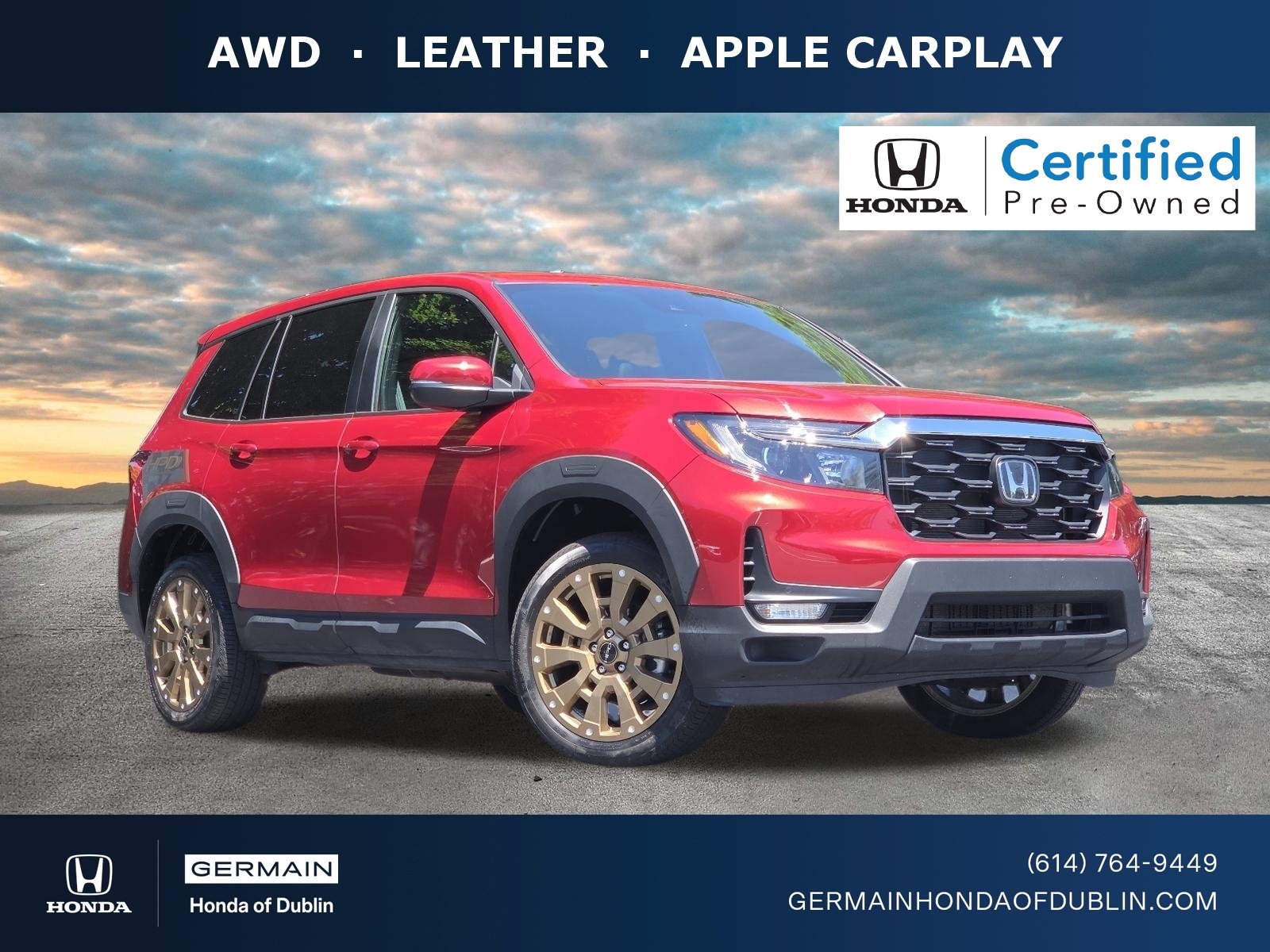 Certified Used 2023 Radiant Red Metallic II Honda EX-L image 1