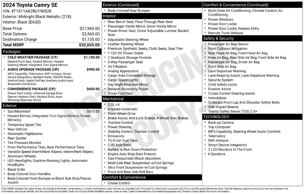 Used 2024 Black Toyota SE image 7