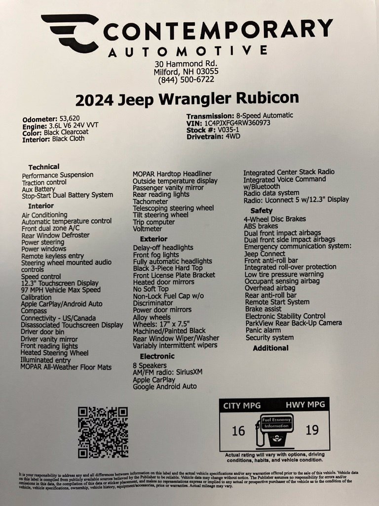 Used 2024 Black Clearcoat Jeep Rubicon image 32