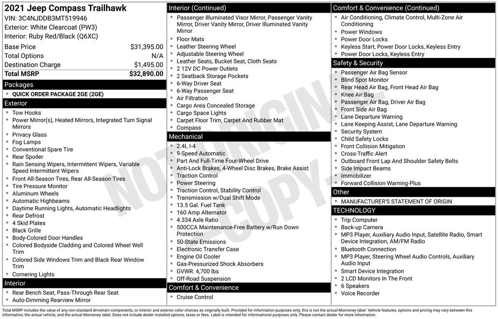 Used 2021 White Jeep Trailhawk image 6