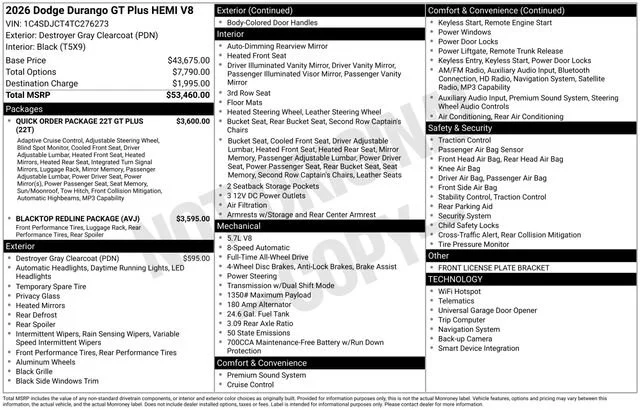 New 2026 Destroyer Gray Clearcoat Dodge GT Plus HEMI V8 image 33