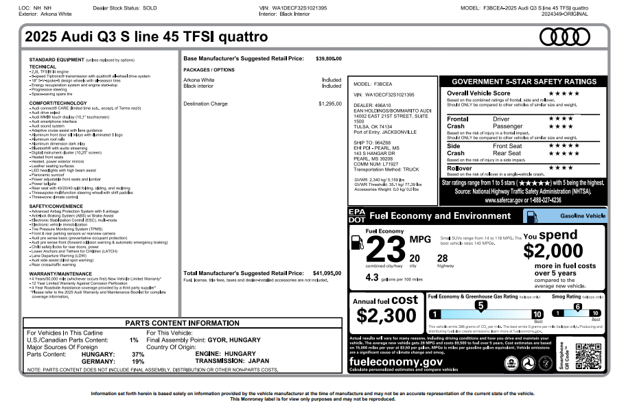 Used 2025 White Audi Premium image 3