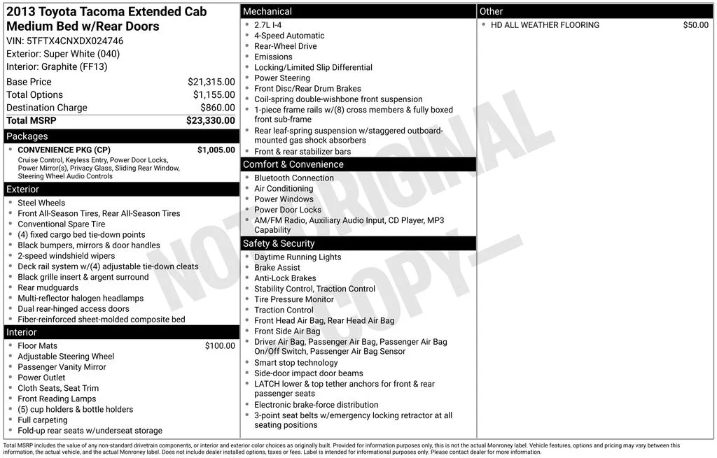 Used 2013 White Toyota Base image 7