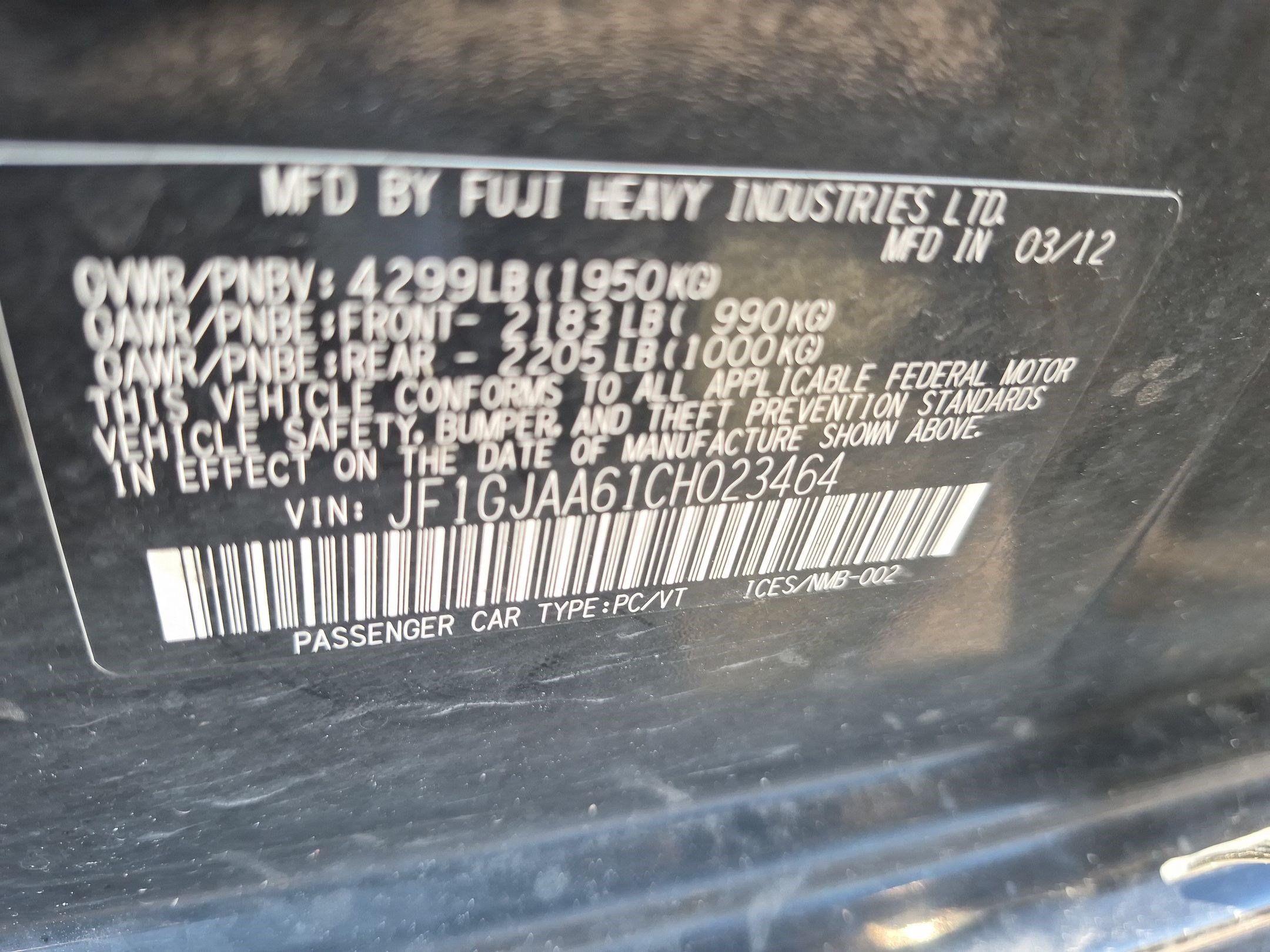Used 2012 Obsidian Black Pearl Subaru 2.0i image 28