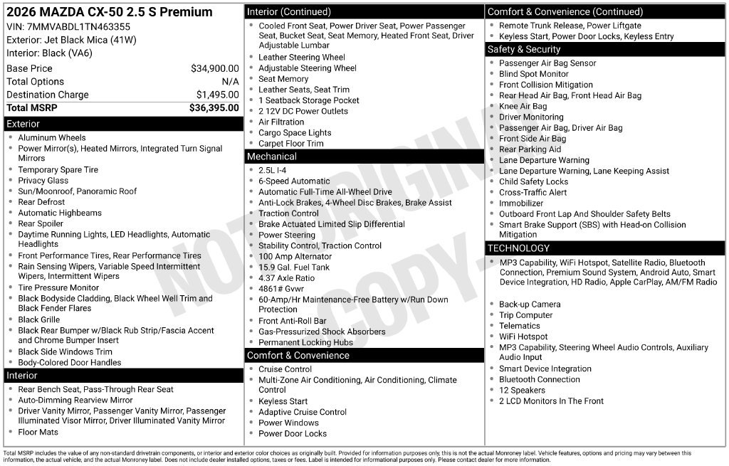 Certified Used 2026 Jet Black Mazda 2.5 S Premium image 3