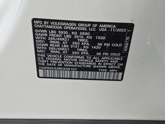 Used 2024 White Volkswagen 2.0T SEL Premium R-Line image 7